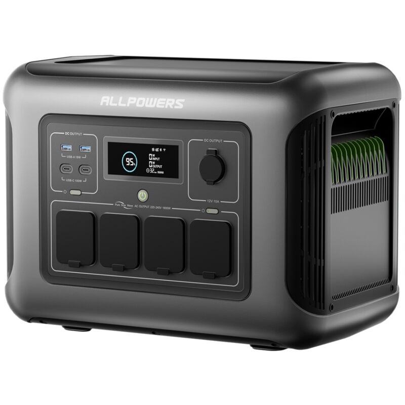 foto del prodotto allpowers centrale elettrica portatile r600, 299wh 600w generatore solare, batteria lifepo4 power station portatile, 1200w picco uscita ca, 0 100 
