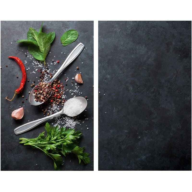 foto del prodotto allstar coprifornelli in vetro basilico - set di 2 coprifornelli per piani di cottura in vetroceramica, vetro temperato, 30 x 0.8 x 52 cm, multicolore