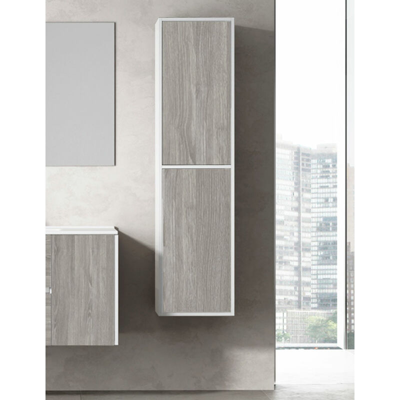 foto del prodotto allstone colonna per mobili da bagno 10 colori e due misure disponibili. combi bianco y smoky 35x140x25