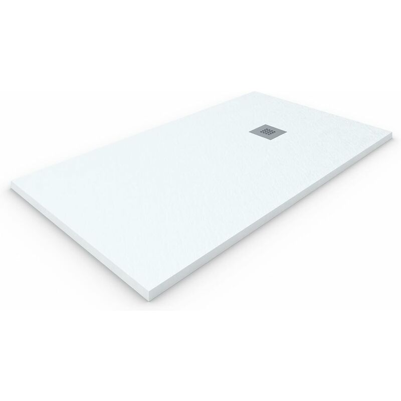 foto del prodotto allstone - piatto doccia in marmoresina extra piatto tutte le taglie - 6 colori - valvola e griglia regalo - bianco (ral. 9003) 80x200 cm