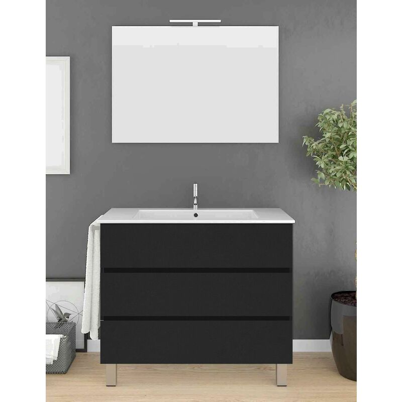 foto del prodotto allstone set da bagno imperia 3 cassetti 10 colori diversi 15 misure include mobile, lavabo e specchio grafite 80x45cm