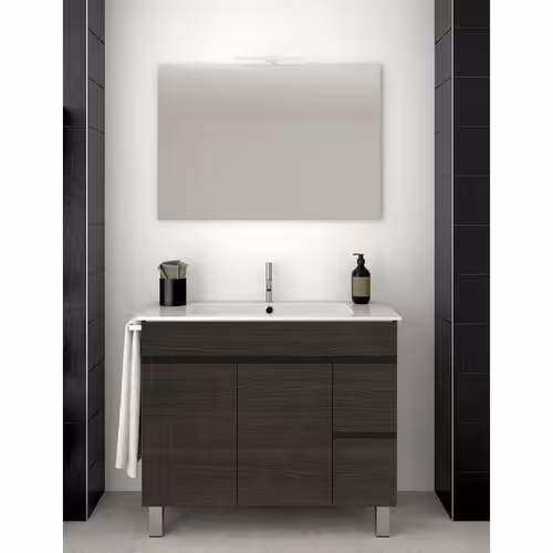 immagine 0 del prodotto allstone set da bagno isquia 2 cassetti e due ante 7 colori diversi 15 misure include mobile, lavabo e specchio rovere sinatra 100x40cm