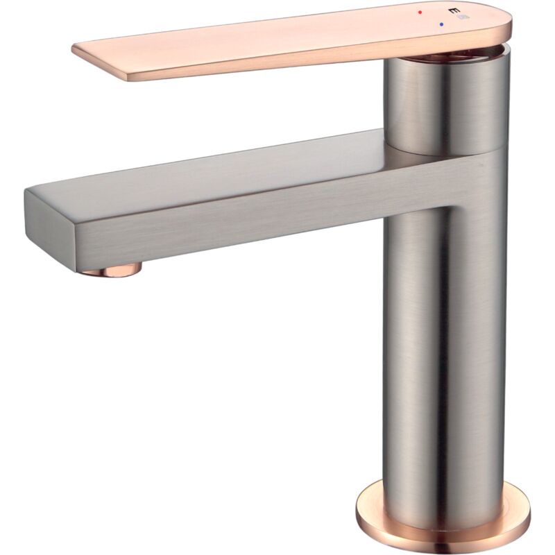 foto del prodotto allure miscelatore per lavabo basso in acciaio inox e oro rosa essebagno