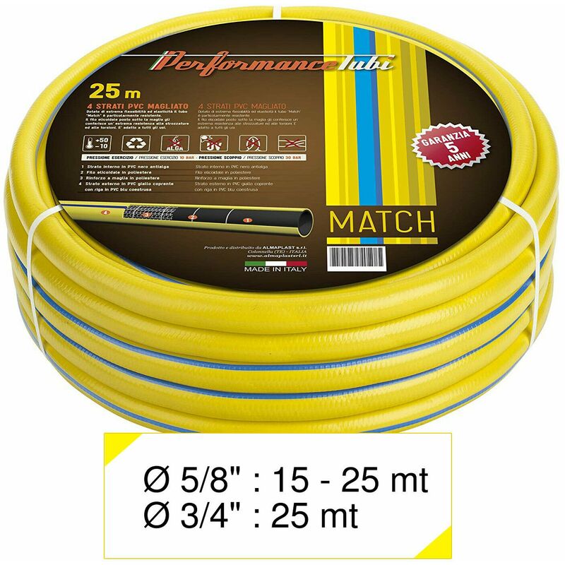 foto del prodotto almaplast tubo da giardino irrigazione acqua gomma pompa match 4 strati pvc antialga diametro e lunghezza 3 4 mt. 25