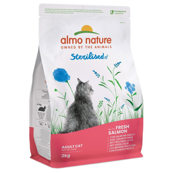 foto del prodotto almo nature adult sterilised salmone e riso - 2 kg - croccantini per gatti - 1 ordine scegli lo sconto bzr5 bzr20 200 punti fedeltà