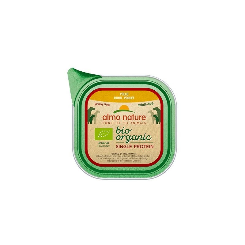 foto del prodotto almo nature almo natura bio bio bio biologico pollo a singola proteina 150 g cibo bagnato senza cereali monoproteici per cani adulti