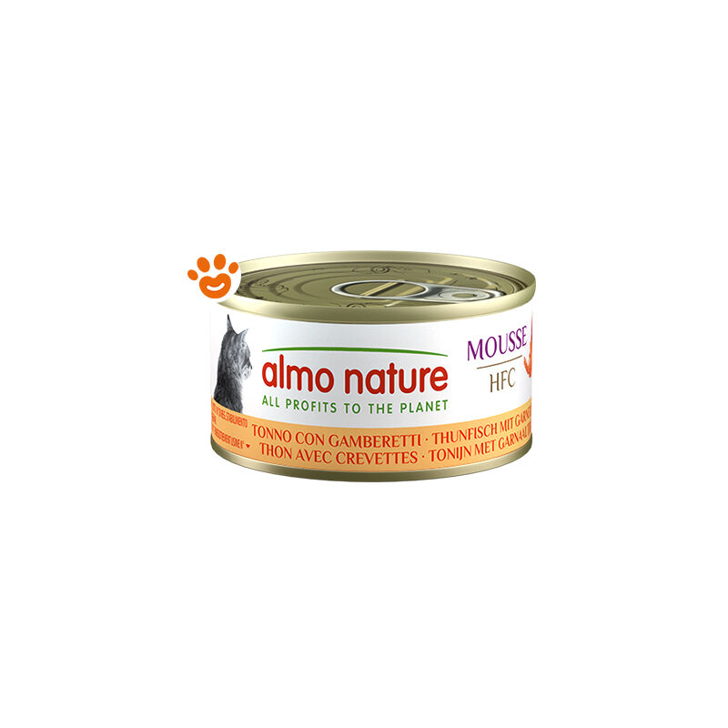 foto del prodotto almo nature cat adult hfc mousse tonno e gamberetti megapack cat adult hfc mousse tonno e gamberetti megapack lattina da 70 gr