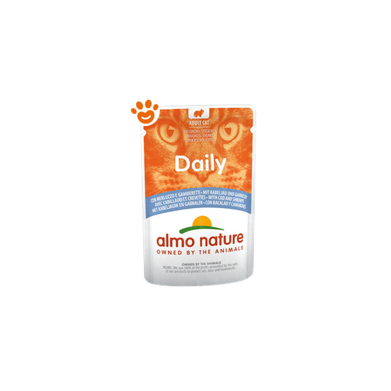 foto del prodotto almo nature cat daily merluzzo e gamberetti cat daily merluzzo e gamberetti bustina da 70 gr