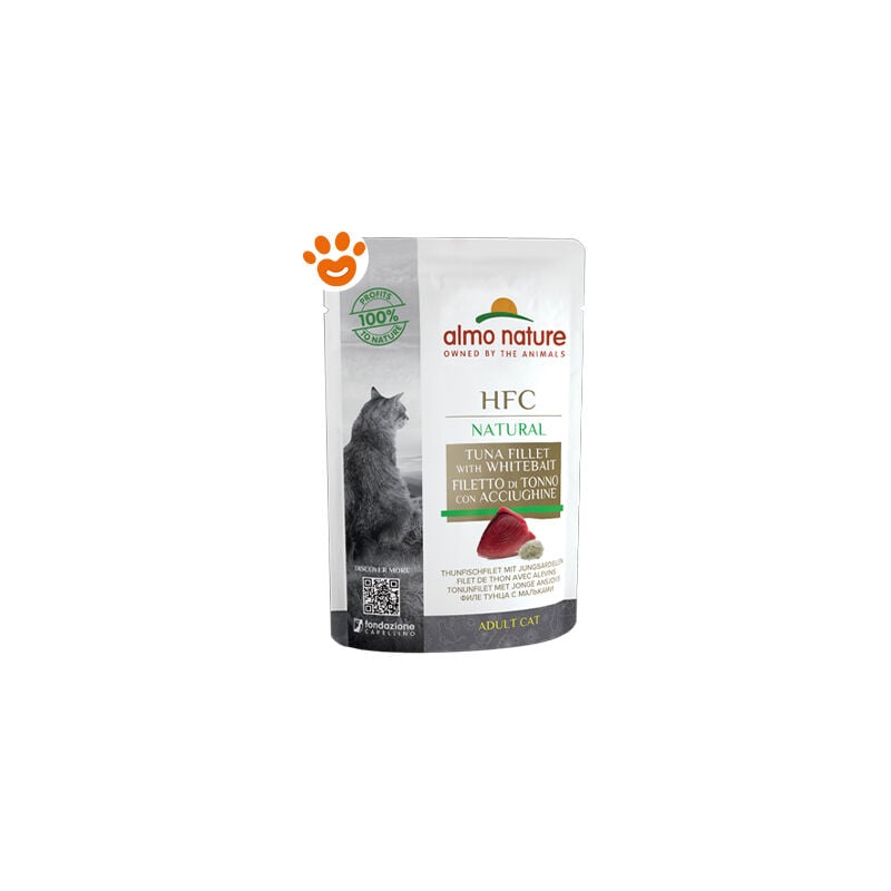 foto del prodotto almo nature cat hfc tonno con acciughine cat hfc tonno con acciughine bustina da 55 gr