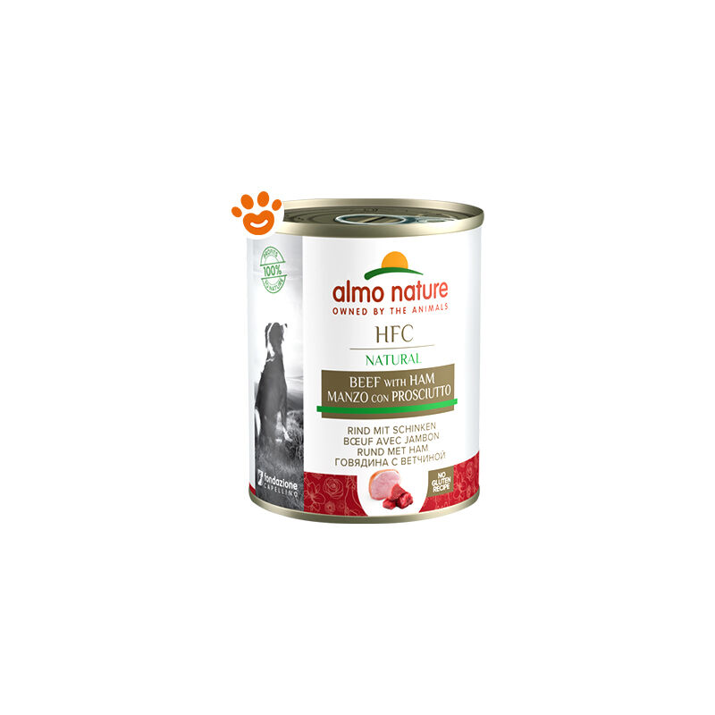 foto del prodotto almo nature dog adult hfc natural manzo con prosciutto dog adult hfc natural manzo con prosciutto lattina da 290 gr