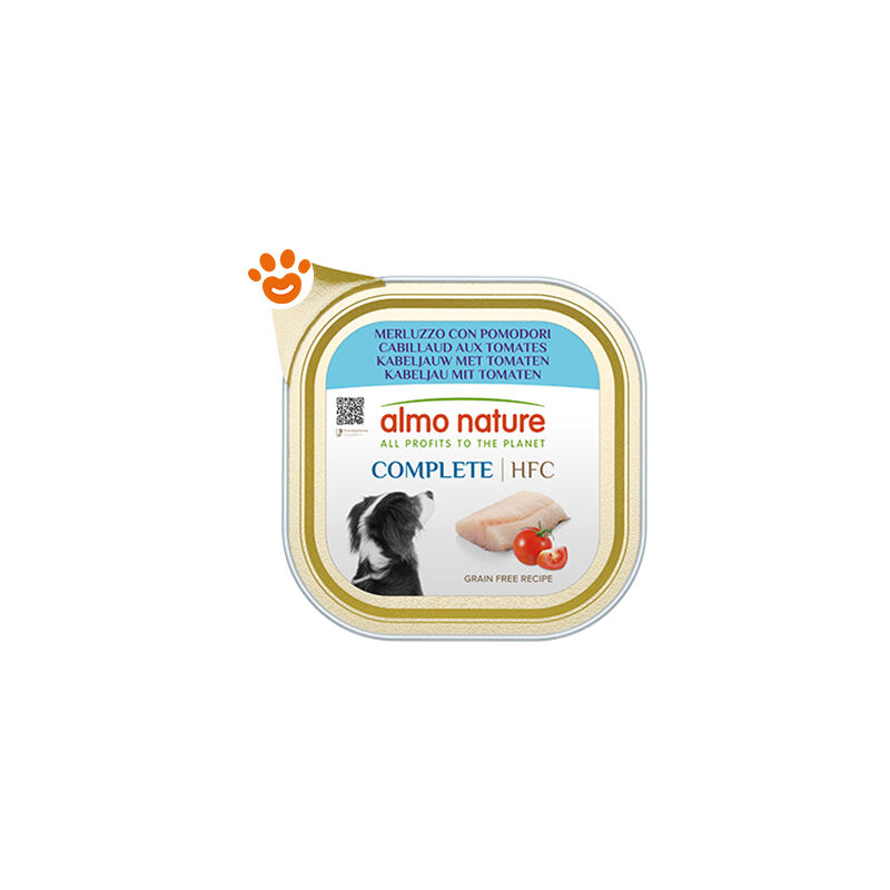 foto del prodotto almo nature dog hfc complete merluzzo e pomodori dog hfc complete merluzzo e pomodori vaschetta da 150 gr