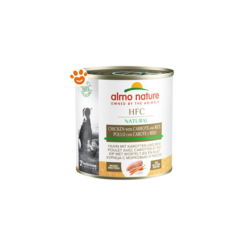 foto del prodotto almo nature dog hfc natural pollo con carote e riso dog hfc natural pollo con carote e riso lattina da 280 gr