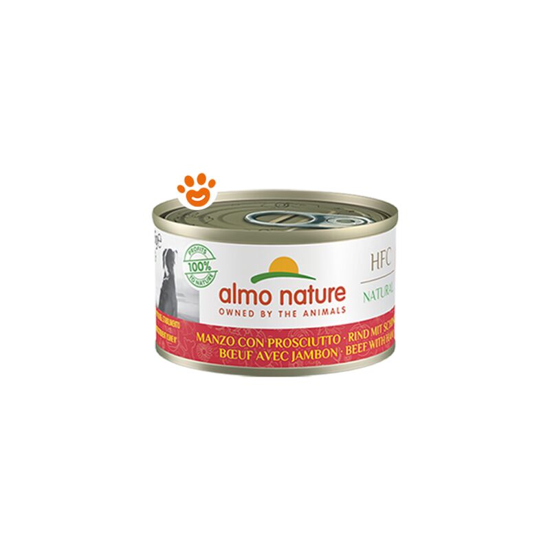 foto del prodotto almo nature dog hfc nature manzo con prosciutto dog hfc nature manzo con prosciutto lattina da 95 gr