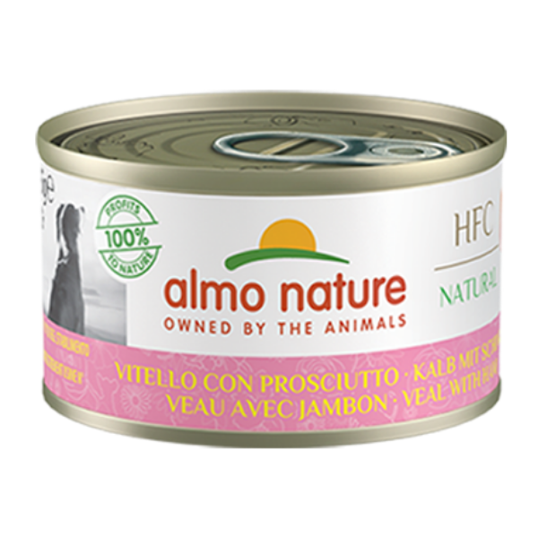 foto del prodotto almo nature hfc 6 x 95 g alimento umido per cani vitello con prosciutto