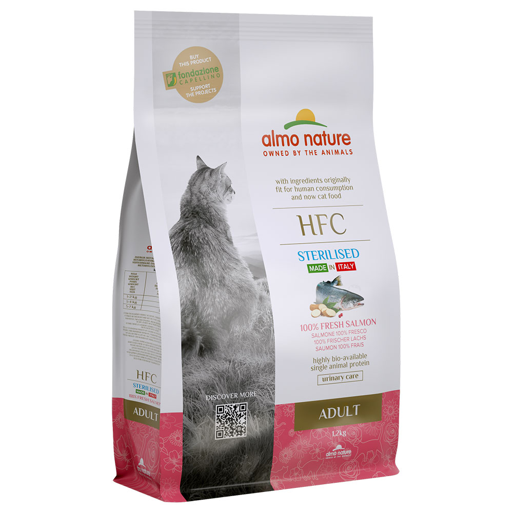 foto del prodotto almo nature hfc adult sterilised salmone fresco crocchette per gatti 1,2 kg