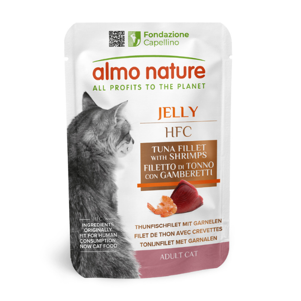 foto del prodotto almo nature hfc jelly adult 55 gr tonno e gamberetti confezione da 24 pezzi cibo monoproteico gatto 1 ordine scegli lo sconto bzr5 bzr20 200 punti fedelt 