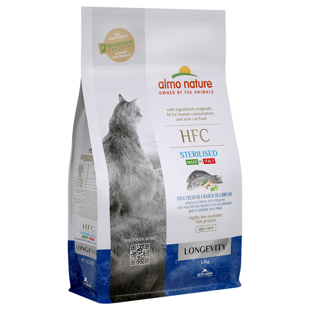foto del prodotto almo nature hfc longevity sterilised spigola e orata fresche per gatti 1,2 kg