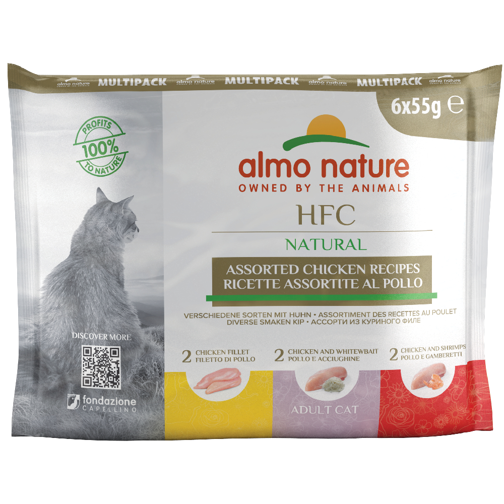foto del prodotto almo nature hfc natural buste 24 x 55 g alimento umido per gatti 3 varianti pollo