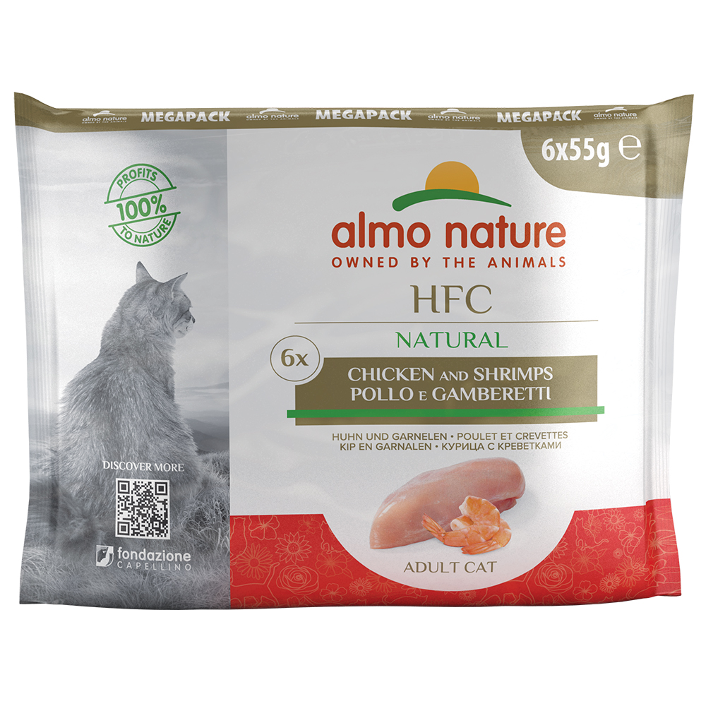 foto del prodotto almo nature hfc natural buste 6 x 55 g alimento umido per gatti pollo e gamberetti