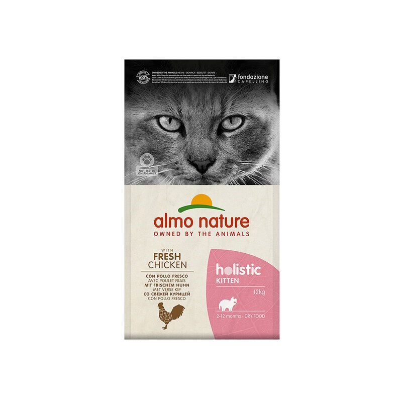 foto del prodotto almo nature holistic per gatto kitten con pollo e riso da 12kg