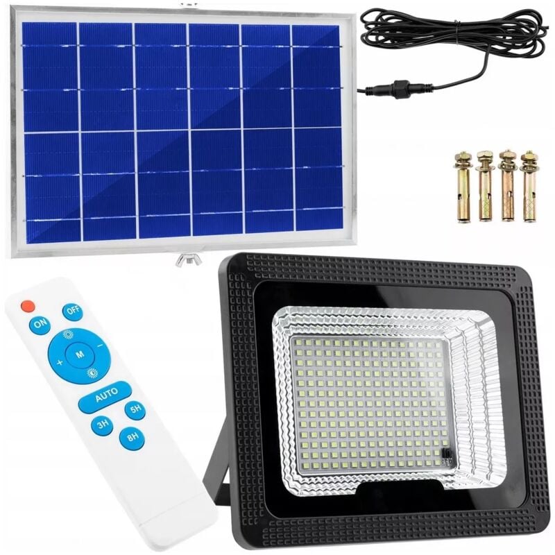 foto del prodotto alogena solare con sensore crepuscolare lampada 100w 303 led 5ah alluminio
