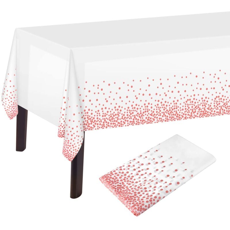 foto del prodotto alovez 1 tovaglia a pois bianchi in oro rosa tovaglia in oro rosa e bianco 137 x 274 cm tovaglia rettangolare in plastica per decorazioni da tavola