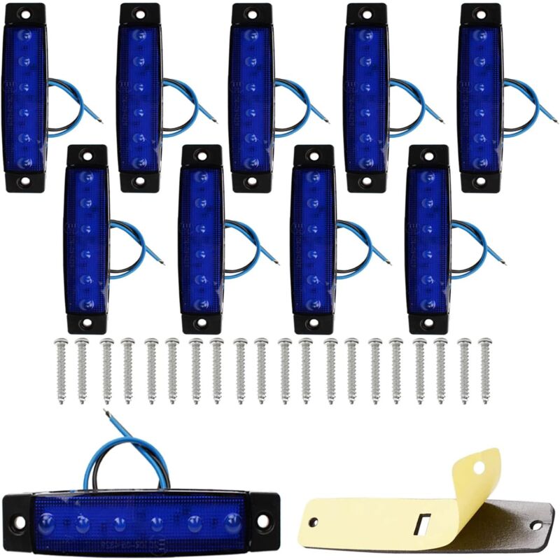 foto del prodotto alovez 10 pezzi di luci di posizione laterali a led, luci di posizione anteriori e posteriori a led da 12 v e 24 v blu 