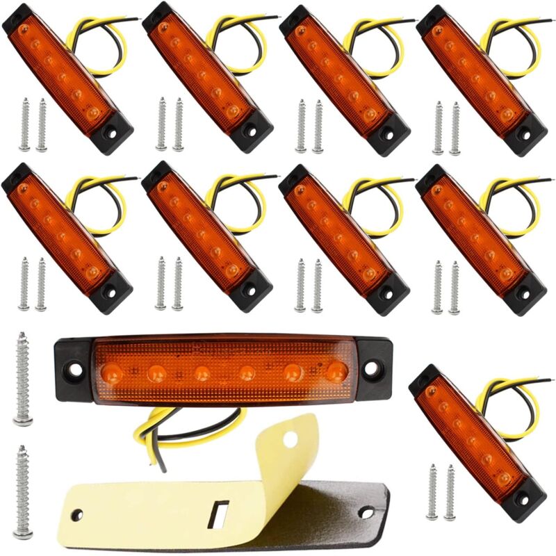 foto del prodotto alovez 10 pezzi di luci di posizione laterali a led, luci di posizione anteriori e posteriori a led da 12 v e 24 v giallo 