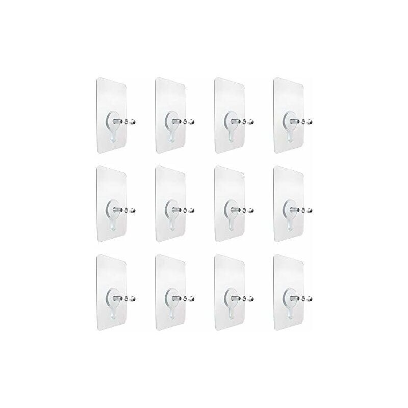 foto del prodotto alovez 12 pezzi chiodi autoadesivi per appendere, 5 cm x 8 cm, chiodi rimovibili per appendere alla parete, trasparenti, impermeabili, ganci