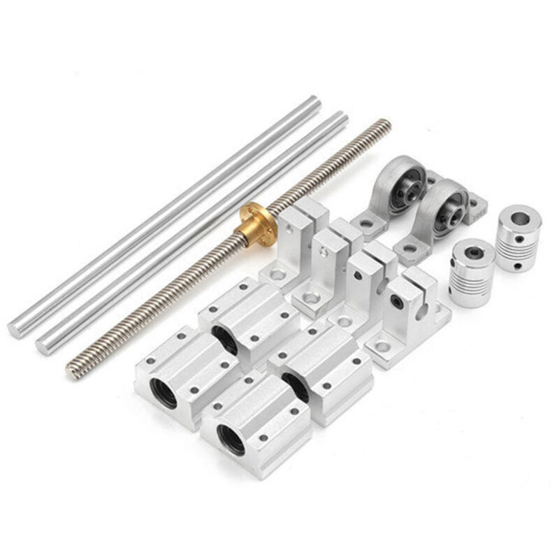 foto del prodotto alovez 15 pezzi set 400mm guida dell asse ottico alloggiamenti per cuscinetti supporto per albero guida lineare set di viti, modello argento