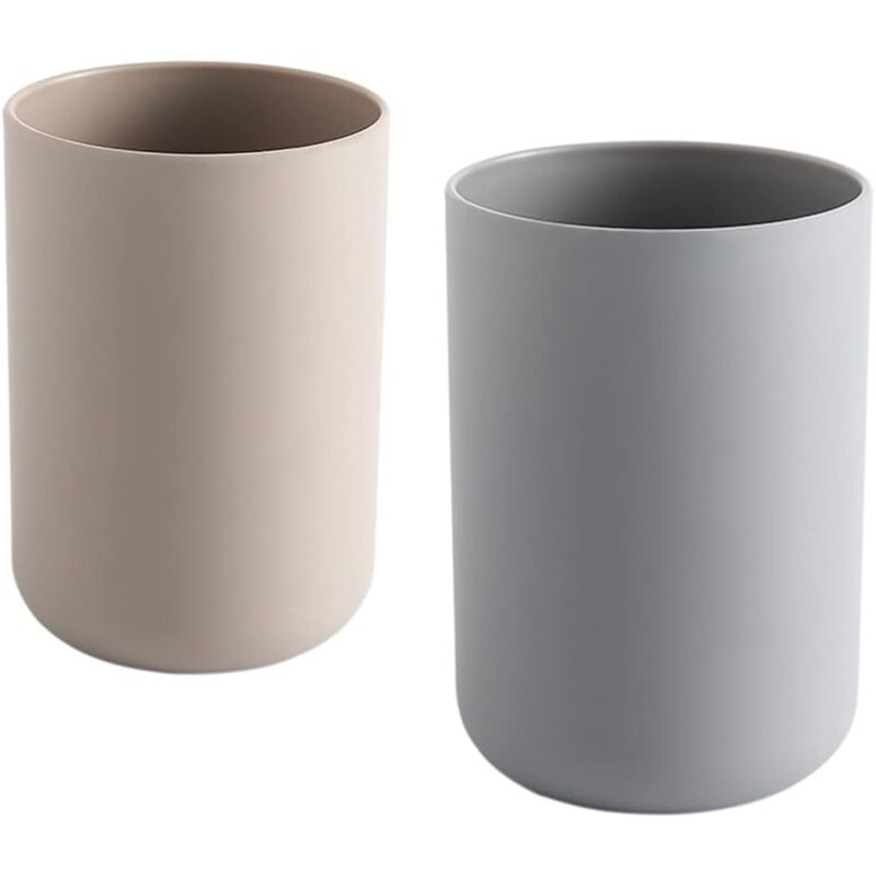 foto del prodotto alovez 2 pezzi bicchiere porta spazzolino, porta spazzolino da bagno, bicchiere, bicchiere di plastica 300 ml marrone e grigio 