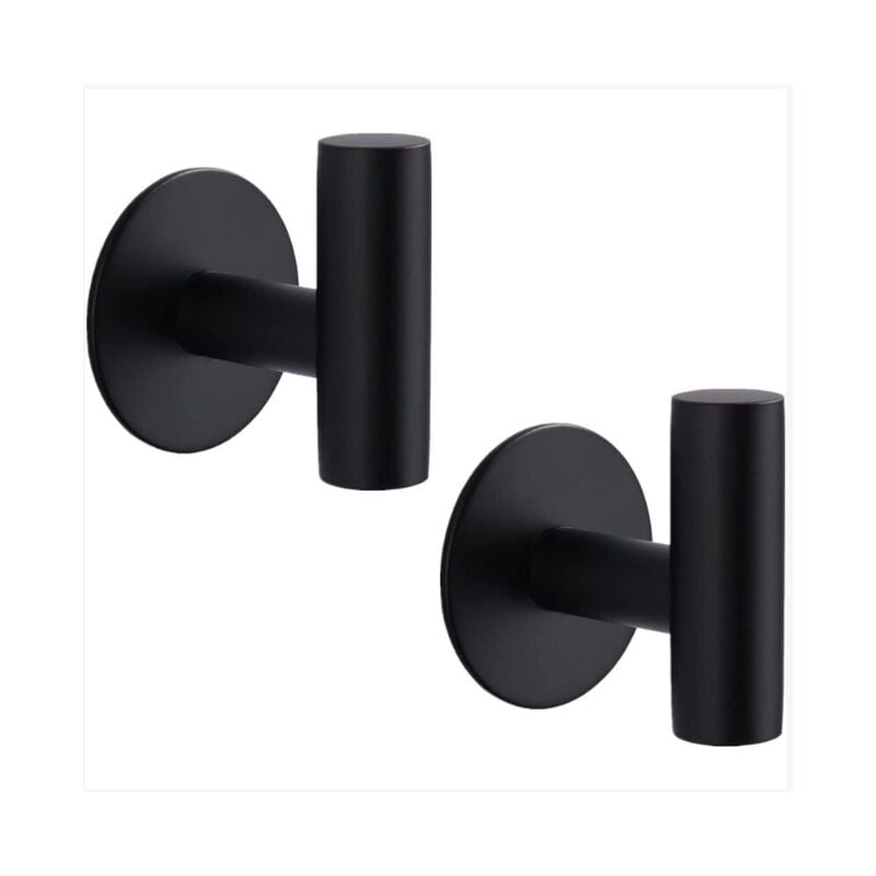 foto del prodotto alovez 2 pezzi, ganci adesivi 3m da parete per bagno, robusti, in acciaio inox 304, senza foratura, antiruggine, per cucina, bagno, garage, nero