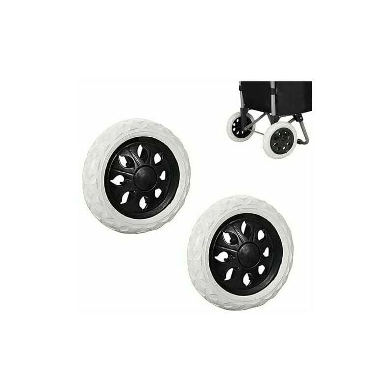 foto del prodotto alovez - 2 pezzi ruote di ricambio per carrelli della spesa in gomma, ruote per carrelli in plastica con schiuma, ruota per carrelli nera con design