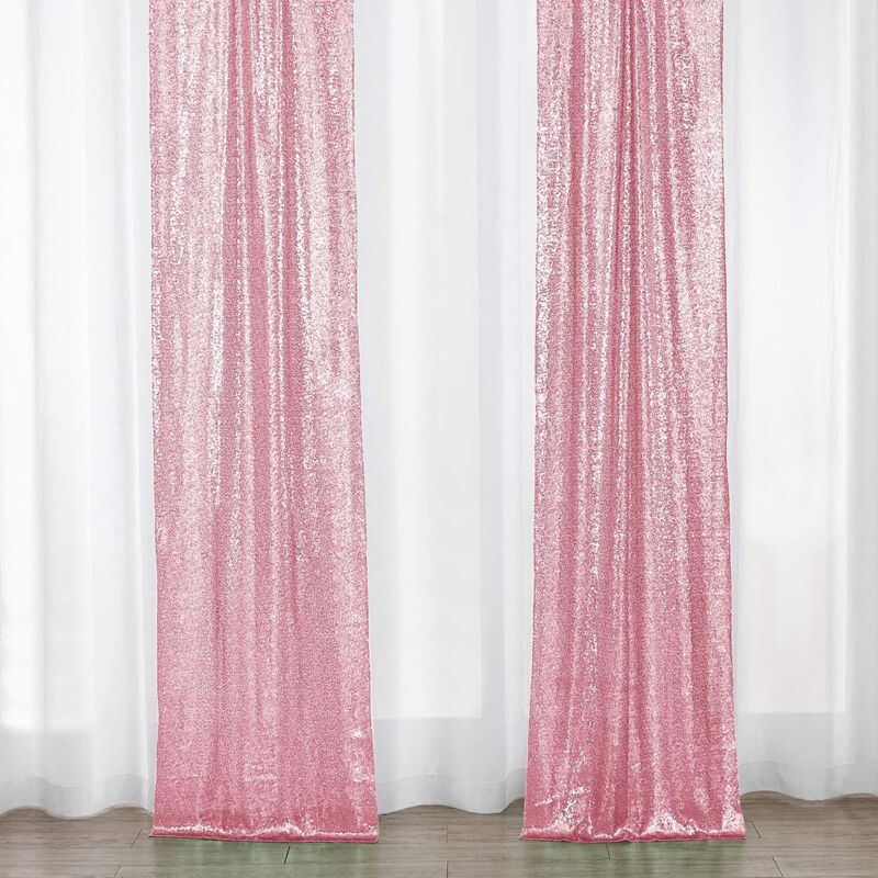 foto del prodotto alovez 2 tende con paillettes rosa chiaro da 2,4 m per fondale fotografico