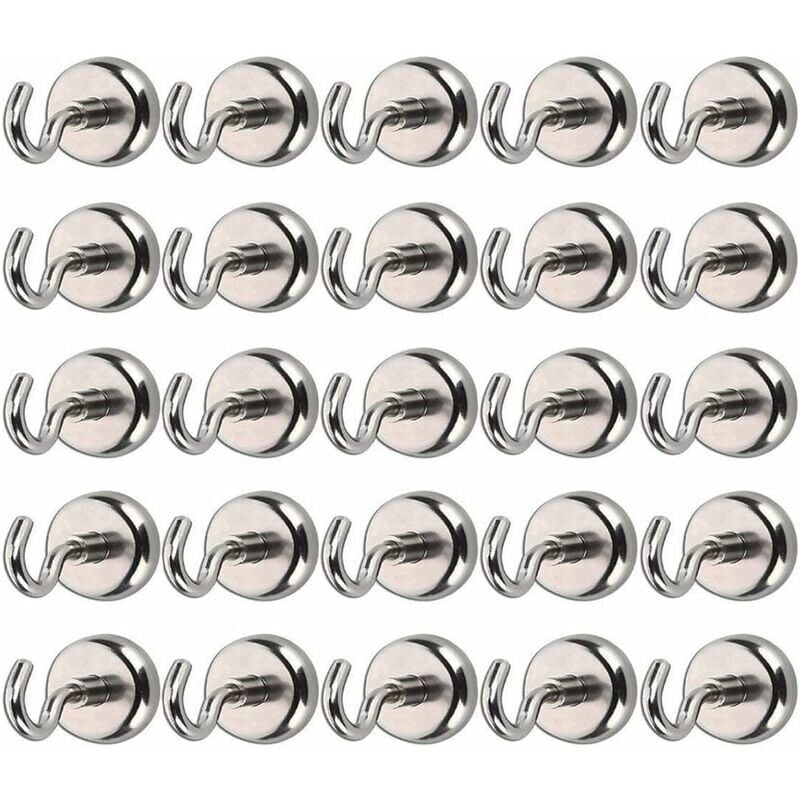 foto del prodotto alovez 25 pezzi ganci magnetici magneti al neodimio forza di trazione 10kg