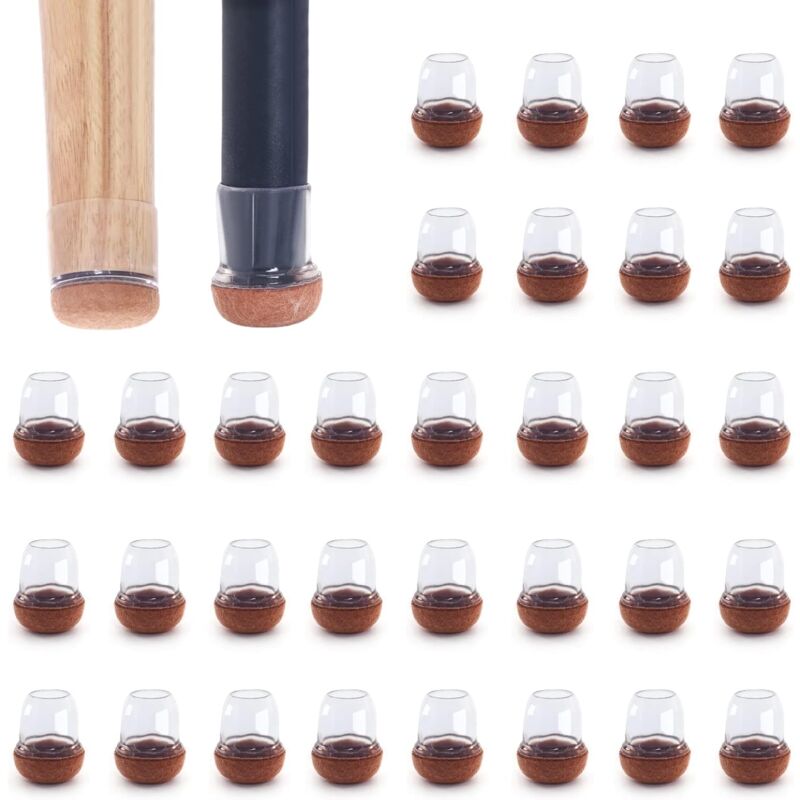 foto del prodotto alovez 32 pezzi tappi per gambe di sedie, protezioni per gambe di sedie, protezioni per gambe di sedie in silicone spesso trasparente adatto per 