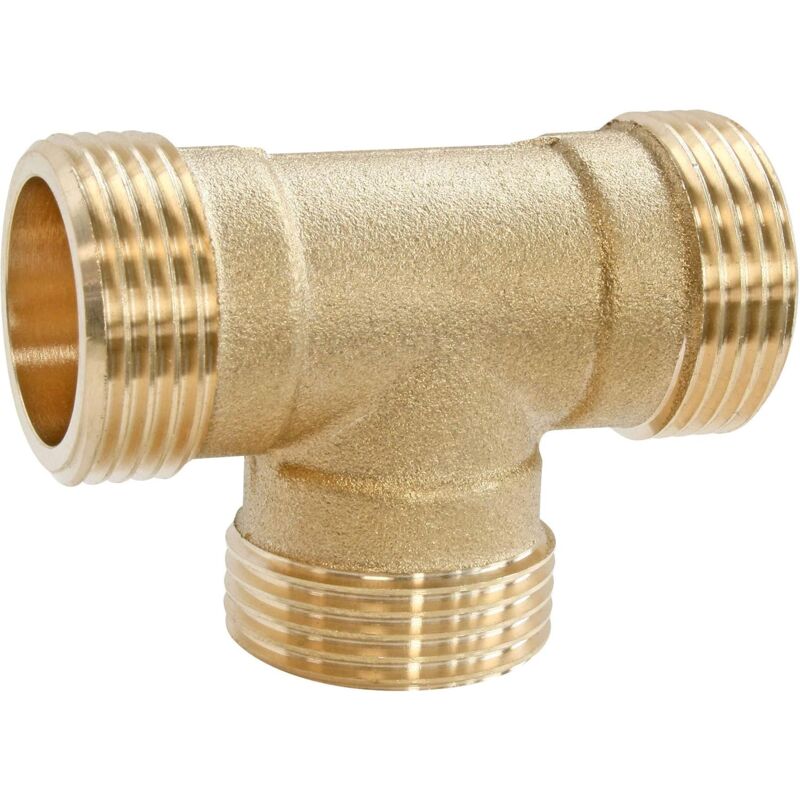 foto del prodotto alovez 3540730011633 te raccordo triplo 3 4 x2 ottone raccordo a t per avvitamento con raccordo 20 27, confezione da 2 pezzi