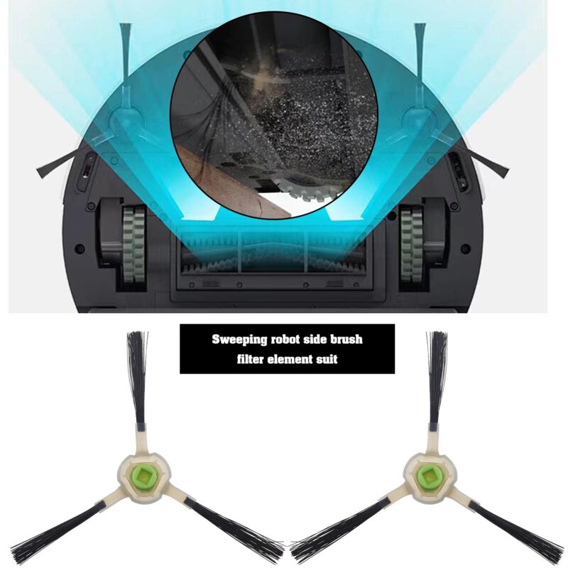 foto del prodotto alovez 4 spazzole laterali e 4 filtri hepa di ricambio, compatibili con gli accessori di ricambio per aspirapolvere robot lefant