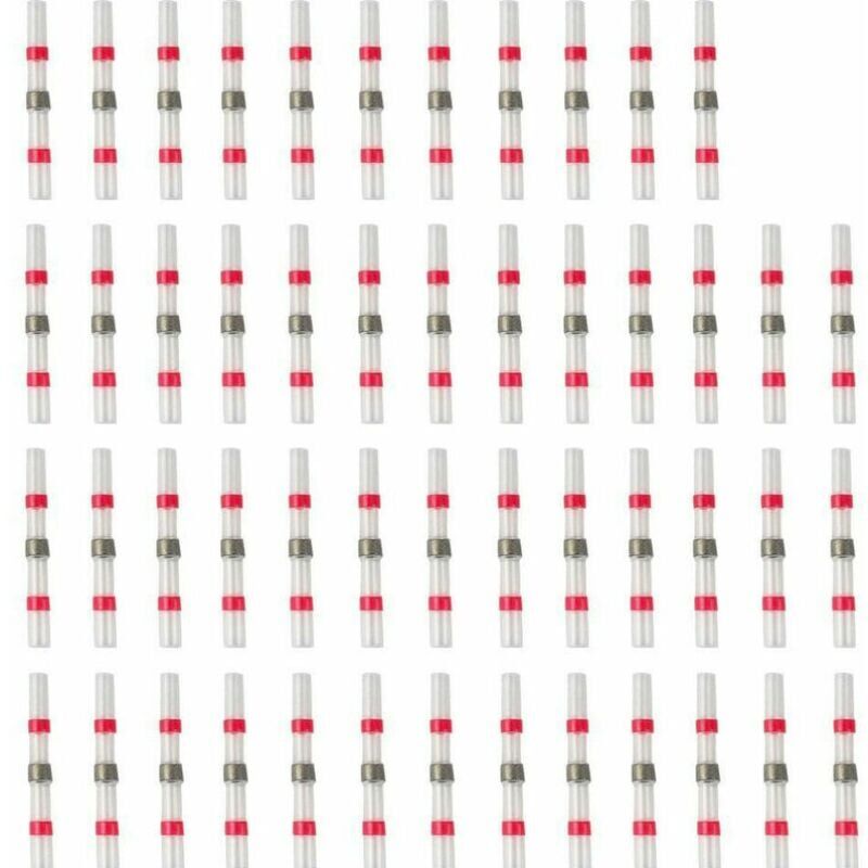 foto del prodotto alovez 50 pz terminali elettrici tubi termorestringenti a saldare terminali elettrici in rame, connettore per cavo, rosso connettori elettrici in