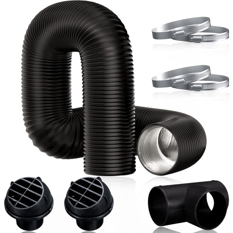foto del prodotto alovez 75mm kit tubo flessibile per riscaldamento auto t tubo accessori nero 