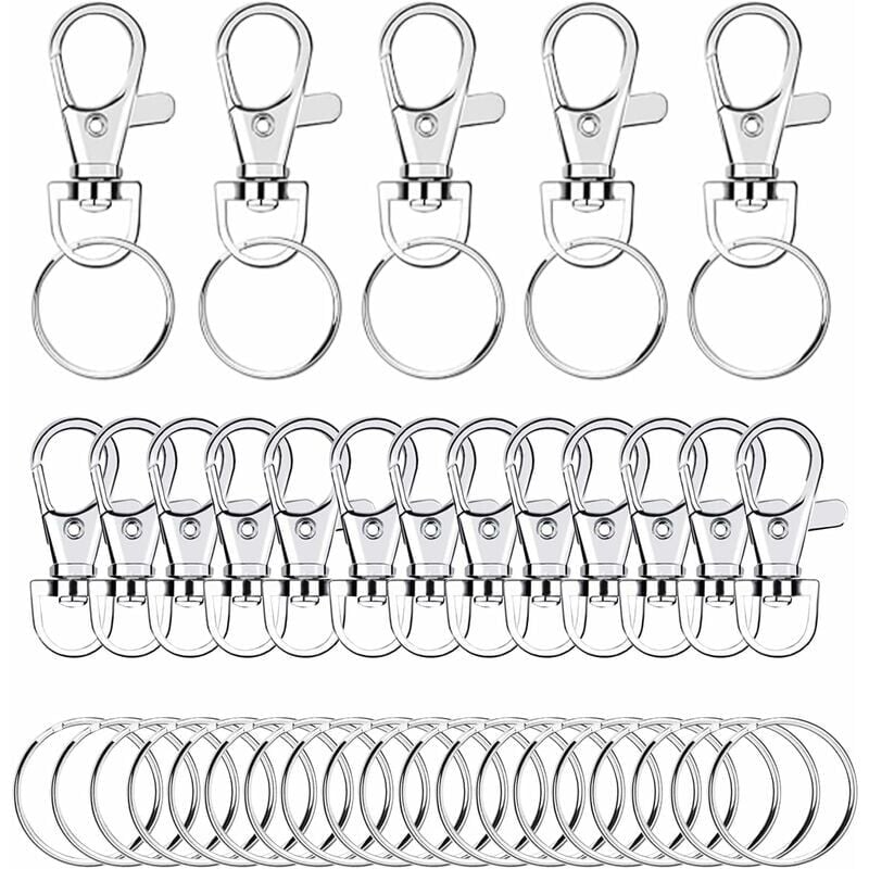 foto del prodotto alovez 80 pezzi portachiavi rotanti 40 moschettoni e 40 portachiavi , portachiavi con moschettone, anelli portachiavi, fermagli per aragosta,