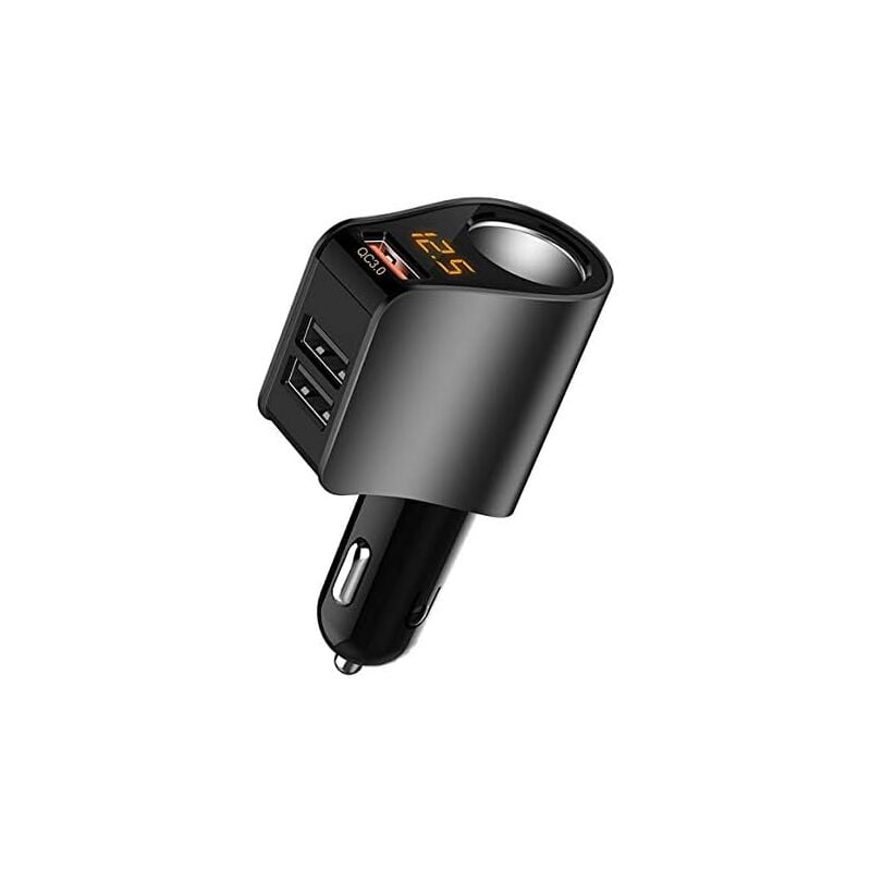foto del prodotto alovez adattatore per presa accendisigari per caricabatteria da auto con 3 porte usb e voltmetro compatibile