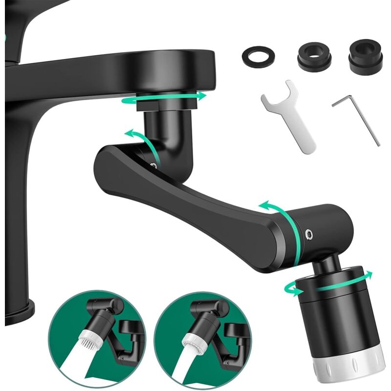foto del prodotto alovez aeratore per rubinetto, aeratore di estensione girevole a 1440 gradi, attacco per rubinetto per cucina e lavandino con, aeratore per
