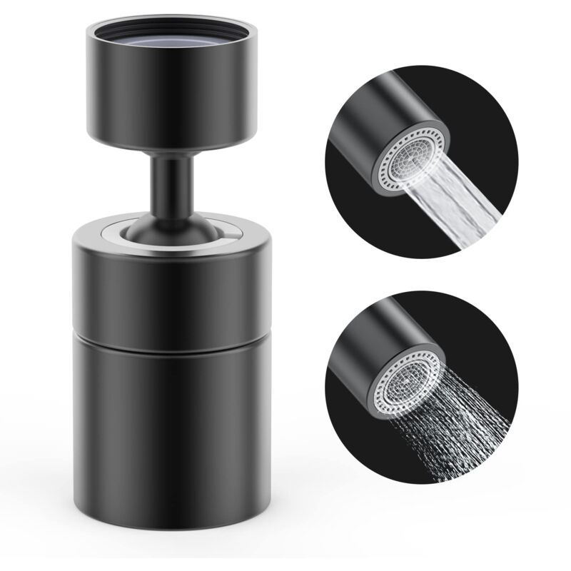 foto del prodotto alovez aeratore per rubinetto, aeratore per rubinetto a doppia uscita in ottone massiccio a 360 , interruttore girevole, doccia, schiuma
