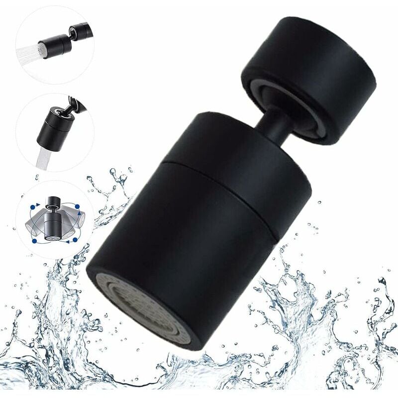 foto del prodotto alovez aeratore per rubinetto girevole a 360 gradi gorgogliatore per rubinetto 2 modalit adattatore filettato interno da 22 mm guazhuni nero 