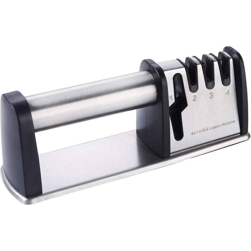 foto del prodotto alovez affilacoltelli, affilaforbici manuali, utensili con affilatrice a 4 stadi per cucina e casa