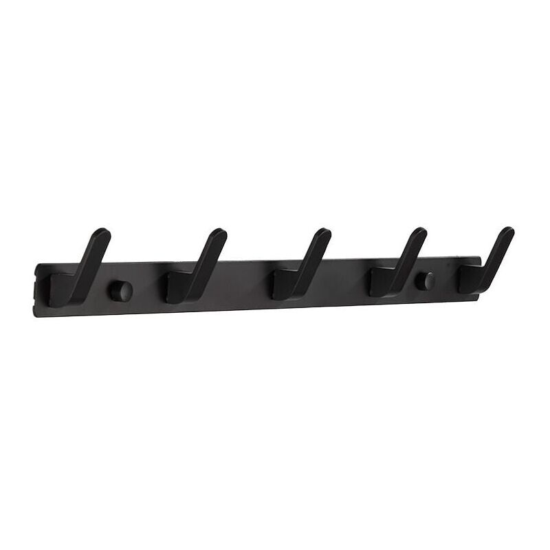 foto del prodotto alovez appendiabiti da parete, appendiabiti in alluminio nero opaco, moderno appendiabiti a 5 ganci per ingresso, bagno, cucina, guardaroba, camera