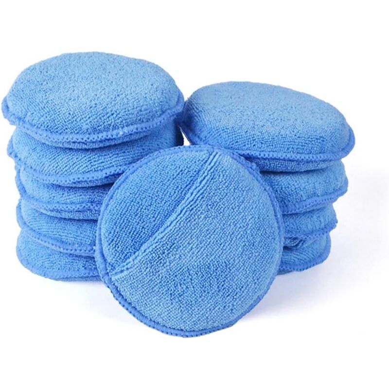 foto del prodotto alovez autocare ultra soft microfiber wax applicator pads con pocket wax applicator foam spugna per auto wax applicator blu, diametro 5 ,