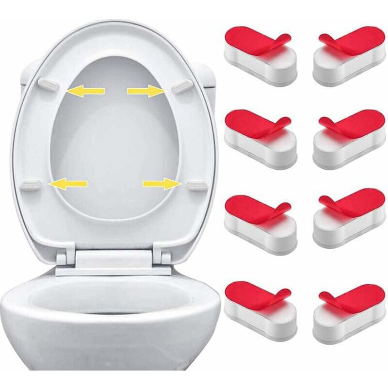 foto del prodotto alovez bianco confezione da 8 tamponi universali per sedili wc con adesivo forte per coperchi wc