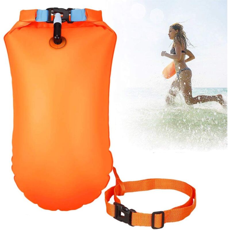 foto del prodotto alovez boa galleggiante da 20 litri con borsa impermeabile, boa di salvataggio per triathlon impermeabile, gonfiabile, boa galleggiante altamente